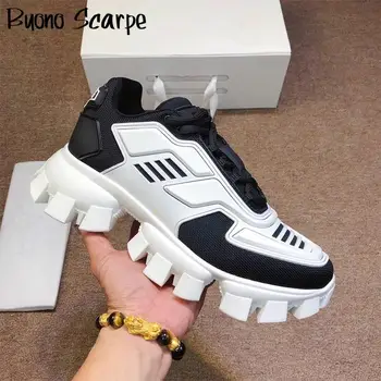 

New Platform Chunky Sneakers Mixed Colors Shoes Women Men Casual Fashion Tenis Shoes Lace Up Bottom Round Toe Flats Sports Shoes