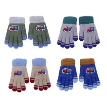 1pair Kids Winter Warm Cartoon Gloves Children Boys Girls Cashmere Thickened Fleece Ski Gloves Newborn Baby Glove with Finger
