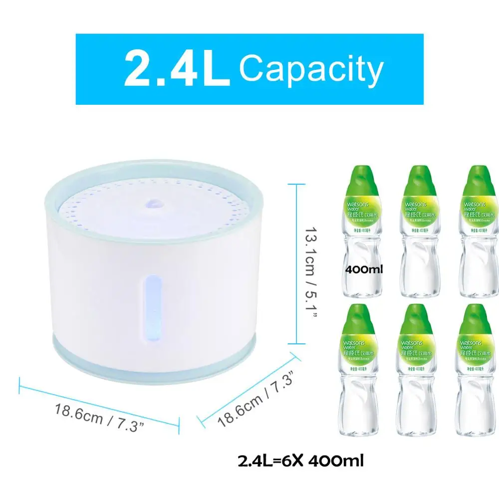 Автоматический кошачий фонтан дозатор питьевой воды для домашних животных питательный фонтан для собак питатель для кошек фильтр для питья USB Электрический светодиодный
