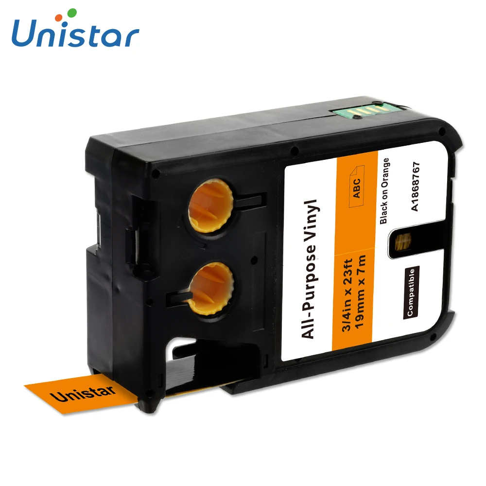 Unistar 1868752 1868772 1868767 1868782 универсальные этикетки, совместимые для производителей Этикеток DYMO XTL 19 мм x 7 м 3/" производитель этикеток - Цвет: Black on Orange