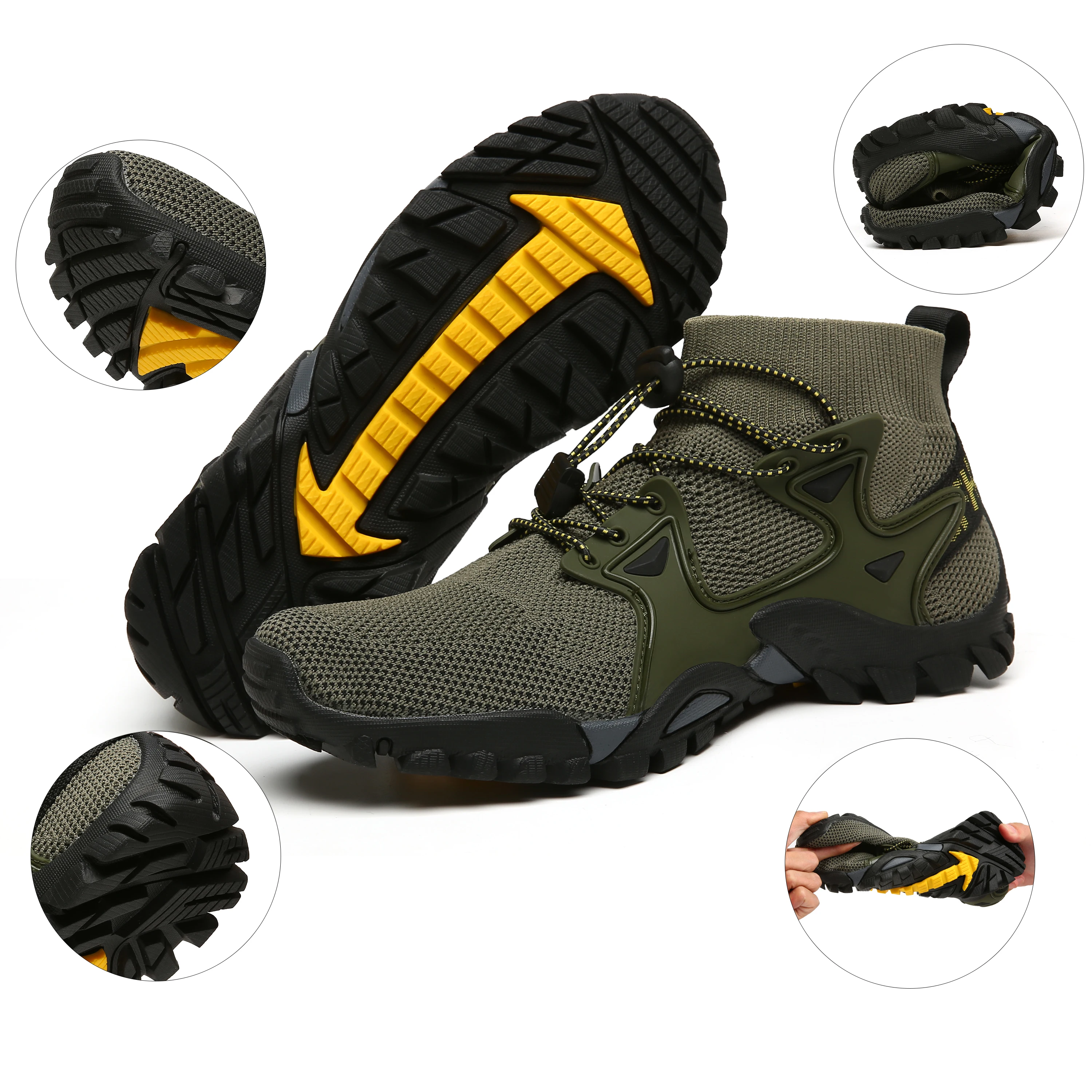 Water Shoes Aqua Shoes Diving Shoes Barefoot Shoes High-Top Breathable Upstream Shoes For Men Flying Weaving Climbing Sneakers Unisex Non-Slip Shock-Absorbant Fishing Zapatillas