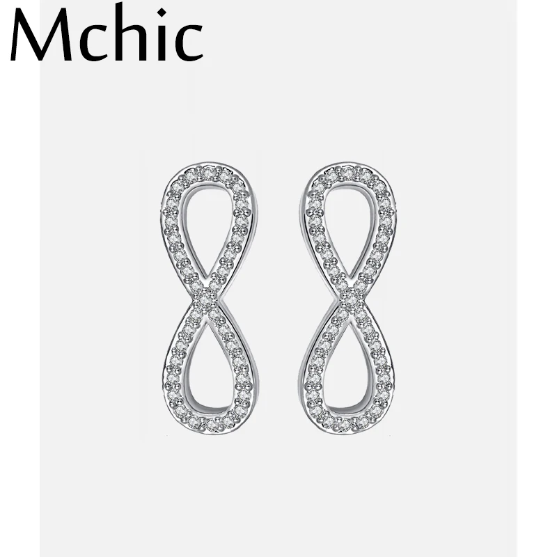 Женские медные серьги-пусеты Mchic модные с цифрой 8 AAA и цирконием для вечеринки