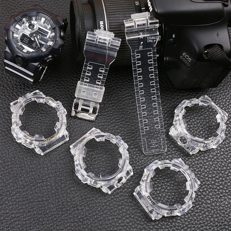 Watch Accessories 16mm Resin Strap For Camouflage Casio G-shock Ga-700 710  735 Men And Women Sports Transparent Silicone Strap - Watchbands -  AliExpress