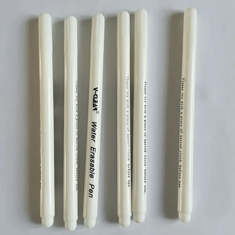 White Color Water Soluble Pen 6 Pcs Wasable Ink Pen For Cross Stitch Textile Erasable Marking Pen Fabric Marker DIY Needlework