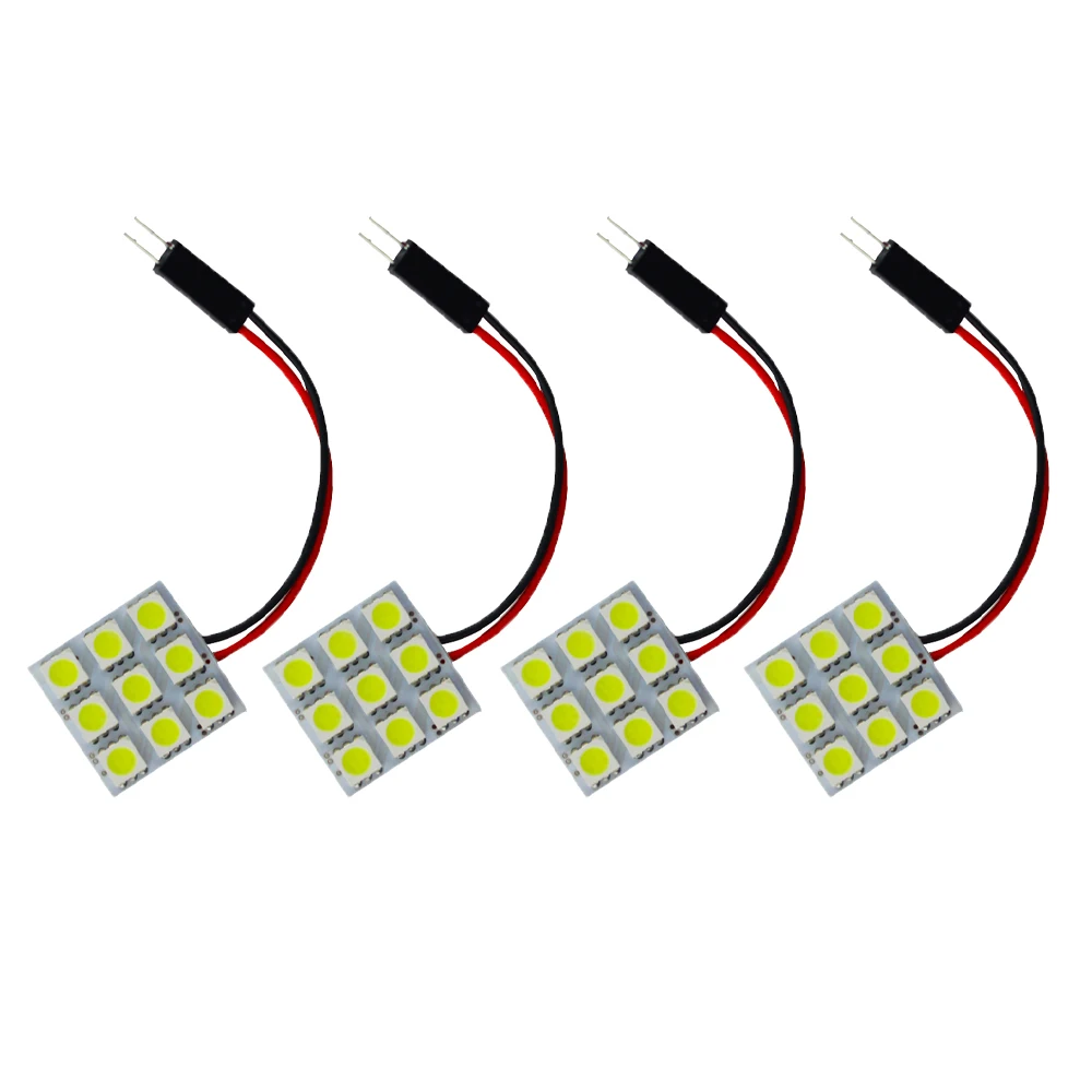 4 шт. T10 9 SMD5050 светодиодный светильник для салона автомобиля лампа s купольной
