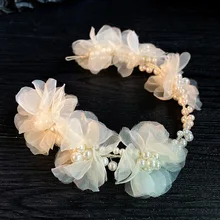 New Beautiful Silk Flower Hair Band Handmade Beaded Laminate Headband Wedding Dress Accessories