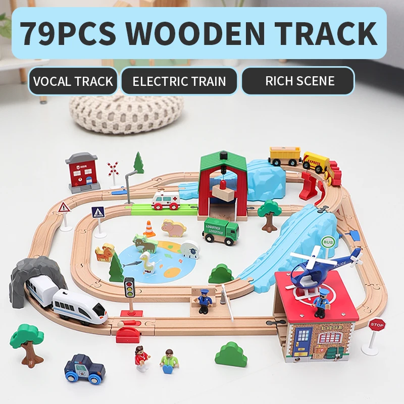 Wooden Train Track Bridge Stop Airport Fishing Scene Set Compatible With Accessories Magnetic Children's Toy | Игрушки и хобби