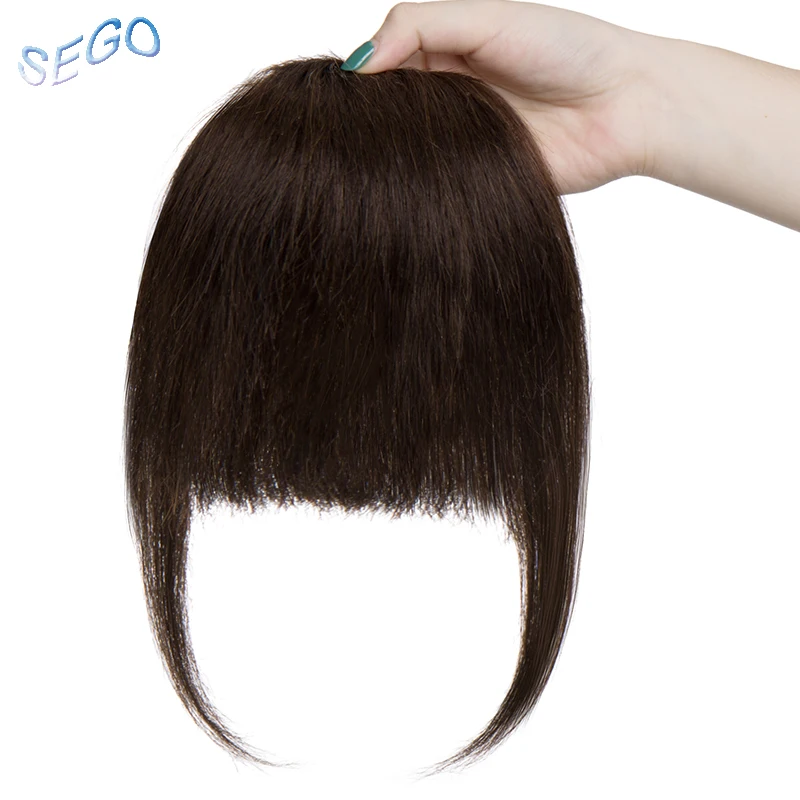 SEGO Straight 3 Clip-in Human Blunt Bangs Sweeping Side Bangs Front Hair Fringes Non-Remy 100% Human Hair Black Brown Blond