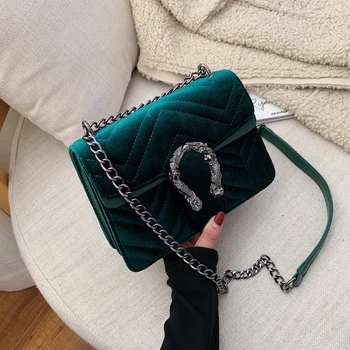 

Women Bag Velour Shoulder Bag Solid Color Chain Buckle Crossbody Bolsa Feminina Luxury Handbags Women Bags Designer Sac A Main