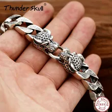 Тяжелый тайский серебряный браслет из стерлингового серебра 925 пробы, мужской браслет в стиле ретро панк-рок, античные модные ювелирные изделия, лучший подарочный Шарм, браслет