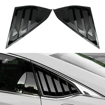 

Rear Louver Cover 2pcs Glossy Black Window Quarter Car ABS Plastic Accessory