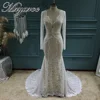Mryarce 2022 New Stretch Lace Long Sleeves Mermaid Wedding Dress Flexible Boho Bridal Gowns 1