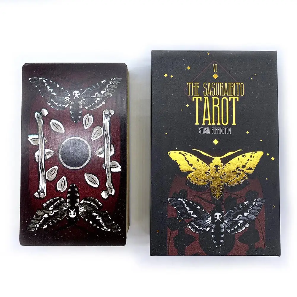 

The Sasuraibito Tarot 78 Card Deck and 63-page guidebook Original Divination Gilt edge beautiful sturdy lidded box featuring