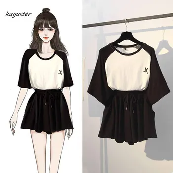 

2020 kaguster cheap new summer foreign air shows thin shorts set fat sister hides the belly hides meat reduces the age two sets