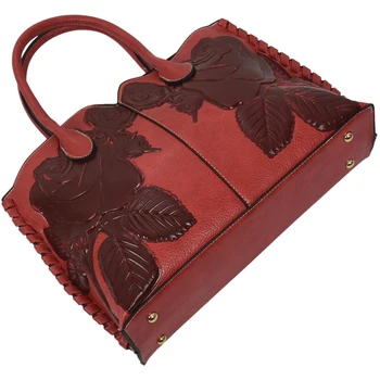 

Ladies Genuine Leather Bag for Women Red Luxury Handbag Female Embossed Messenger Bag Brand Totes