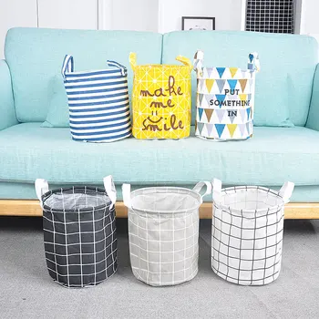 

Foldable Cotton Laundry Basket Dirty Clothes Storage Bag Organizer Fabric Waterproof Laundry Bucket Household Laundry Hamper