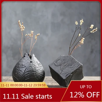 

Rough Pottery Crafts Chinese Flower Vase Creative Living Room Home Decorations Pure Handmade Products Zen Incidental Implication