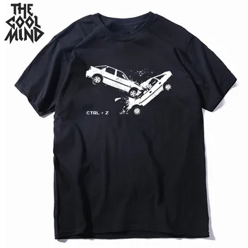 

COOLMIND 100% cotton traffic collision print men T shirt casual short sleeve Tshirt cool t-shirt mens tee shirt CA0108