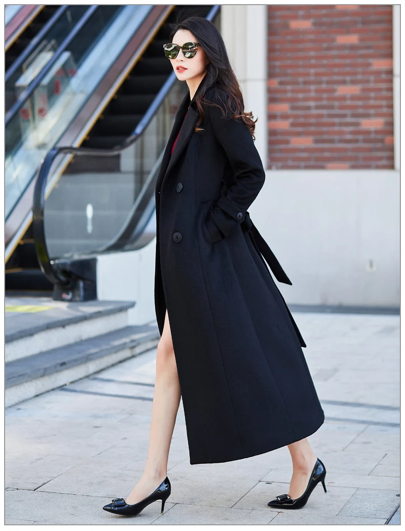 Autumn/winter New Women's Casual Wool Blend Trench Coat Oversize Cashmere Coats Cardigan Long Coat With Belt
