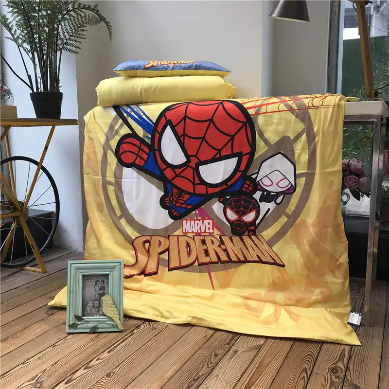 Disney-Parure de lit dessin animé Spider-man pour enfants, linge de lit 120  coton, housse de coussin, couvre-oreiller, taille CPull, bébé, garçons