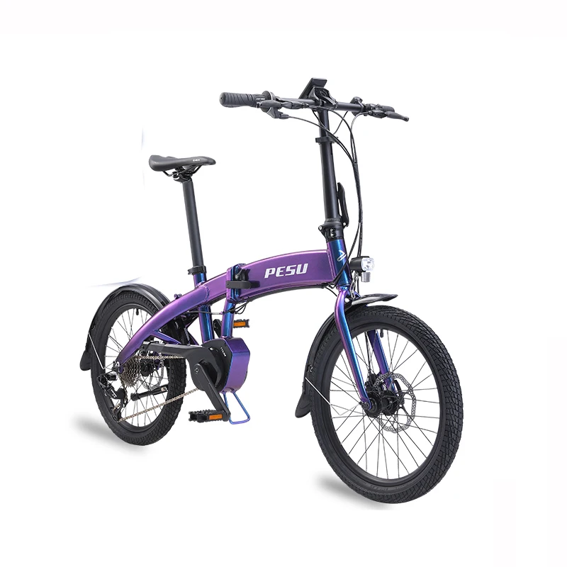 

PESU MEET 20inch folding ebike 36V250W mid motor electric bicycle hidden lithium battery max speed 25km/h ebike