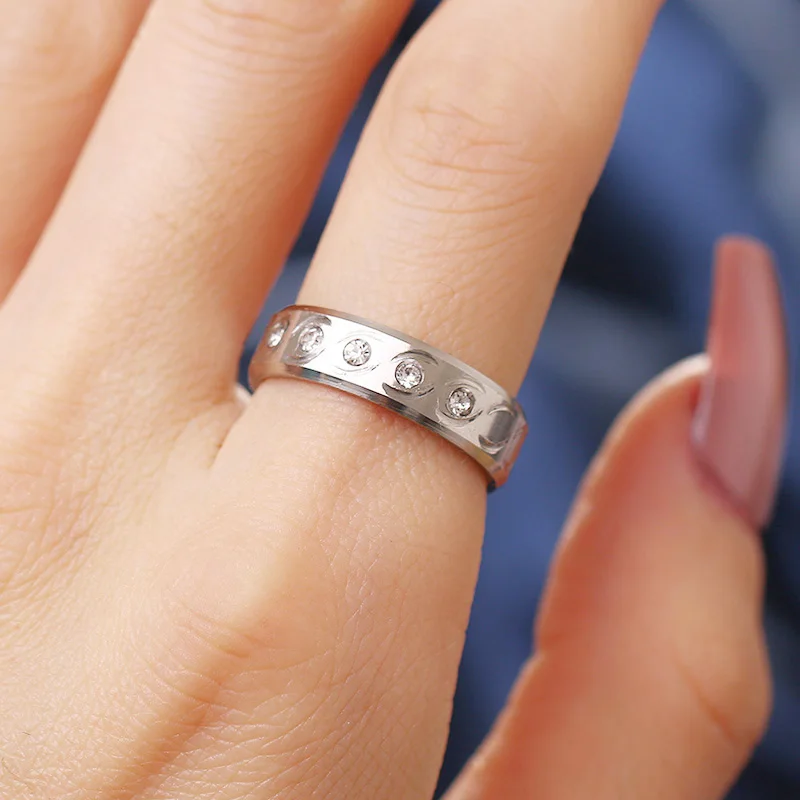 Помолвочные кольца CACANA R228 из нержавеющей стали серебряного цвета | Украшения и