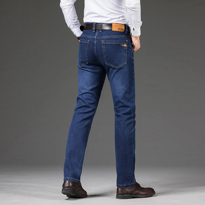 Autumn Winter Men Jeans Slim Fit Cotton Denim Pants Brand