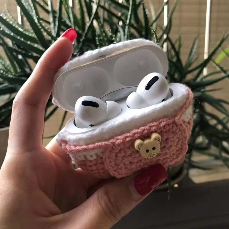 Мягкий трикотажный тканевый защитный чехол с рисунком животных из мультфильма, защитный чехол для Airpods Pro, беспроводные Bluetooth наушники