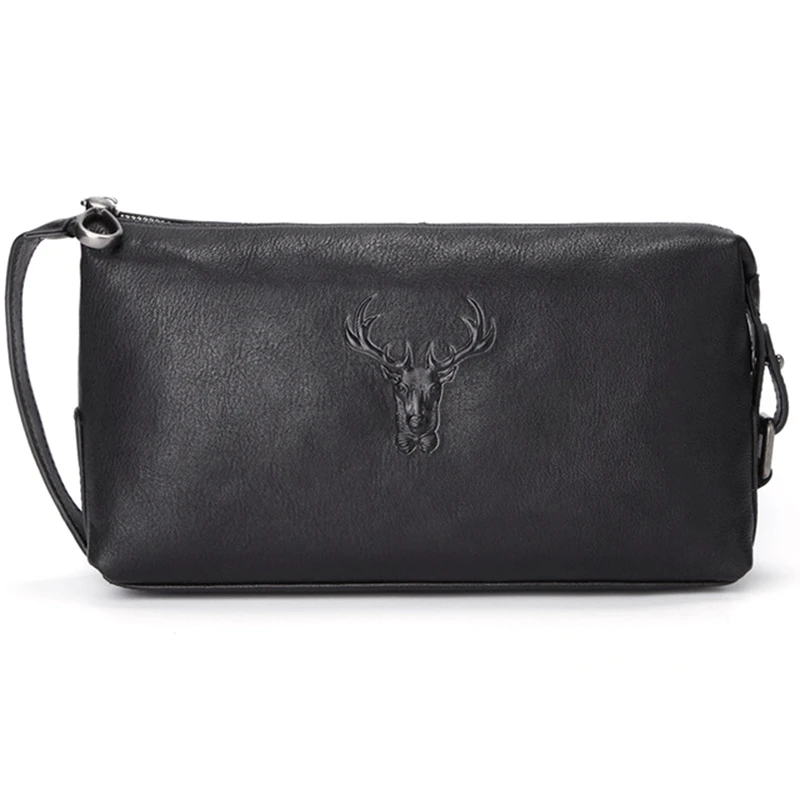 

Cosmetic Case Men First Layer Cowhide Waterproof Toiletry Wash Bag High Capacity Handbag Travel Women Make Up Bag Zipper Organiz