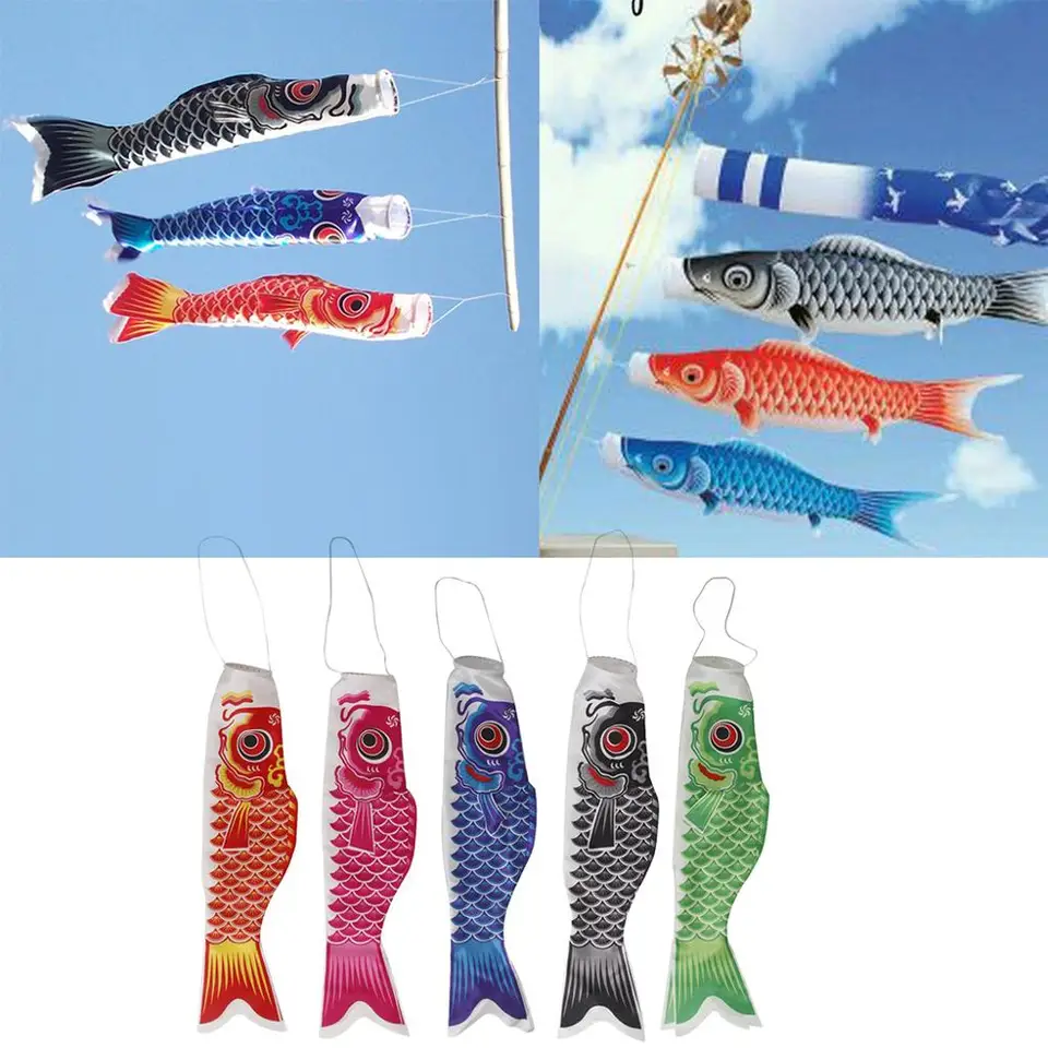 Ibasenice 5pcs Japanese Koinobori Carp Windsock, Assorted
