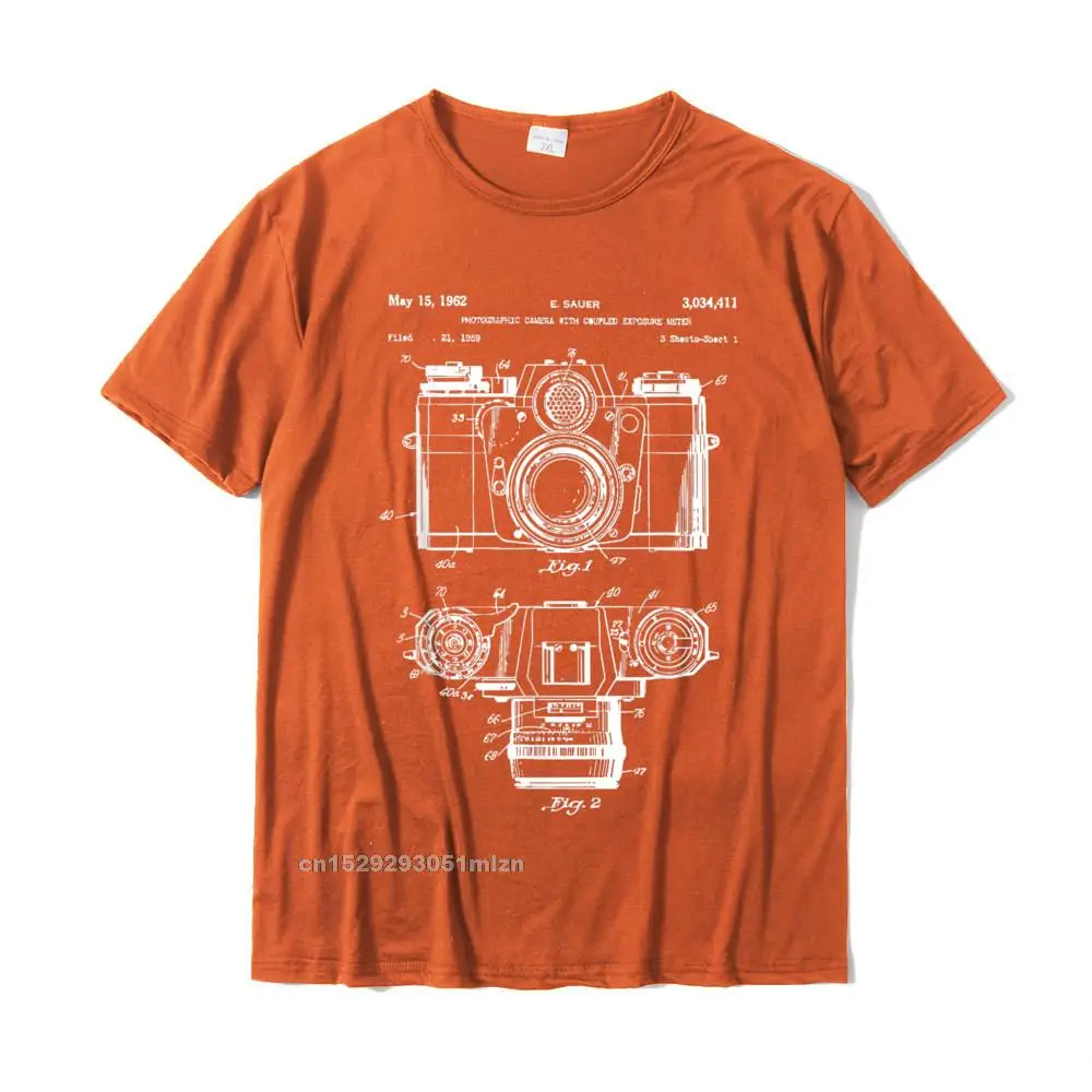 Printed Cotton Tops Tees for Men Crazy T-shirts Custom Discount O-Neck Tee-Shirts Short Sleeve Top Quality Photography Lover Gift T-Shirt Camera Vintage Patent Print__5024 orange