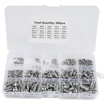 

285pcs M2 M3 M4 M5 M6 Machine Screws Set Fasteners for Laptop/ Hard Disk/ Keyboard/ Phone/ PC Repair Tol Part