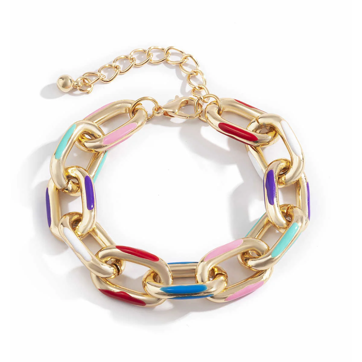 Lacteo Bohemian Colorful Painted Aluminum Chain Charm Bracelet Jewelry For Women Fashion Trendy Cross Chain Bangle Bracelet Lacteo Bohemian Colorful Painted Aluminum Chain Charm Bracelet Jewelry For Women Fashion Trendy Cross Chain Bangle Bracelet