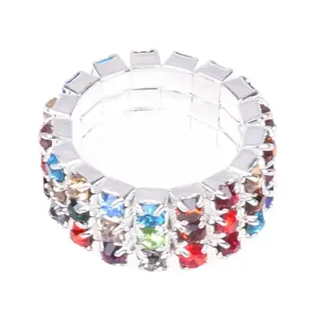

9mm Elastic Multicolor 3 Row Rhinestone Toe Ring Bridal Jewelry