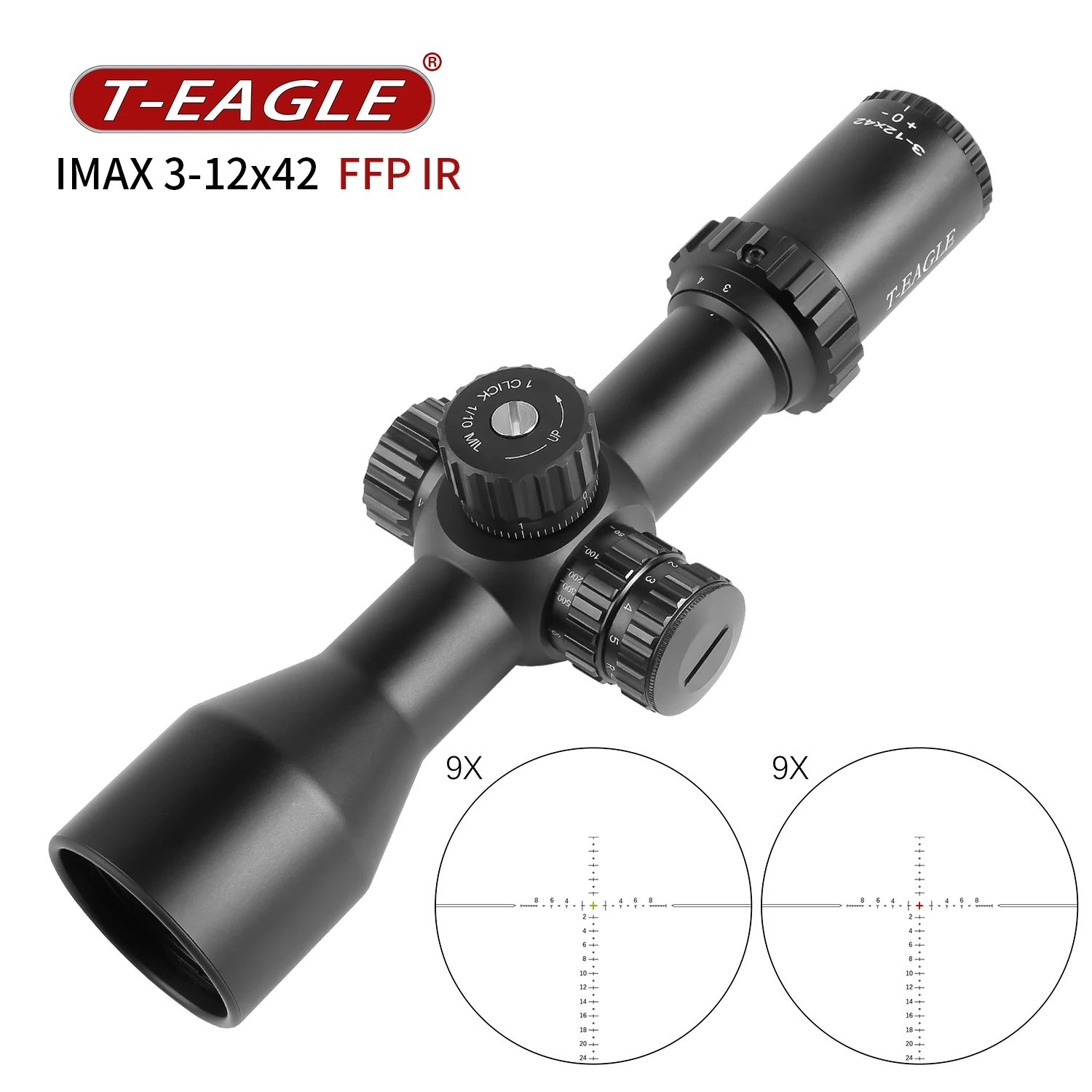 Охотничий компактный оптический прицел T-EAGLE 3-12X40 FFP тактический стеклянная
