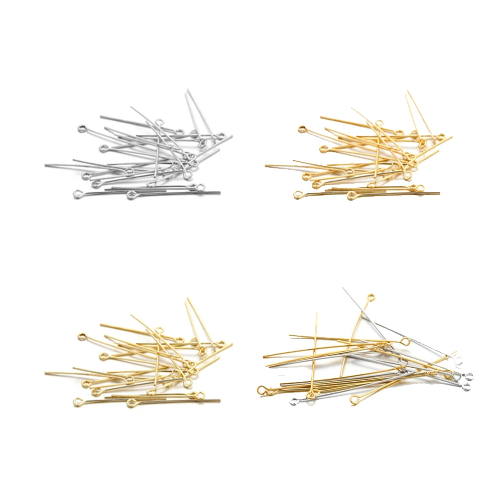 100Pcs/Lot 20-40mm Real Gold Plated Eye Pins Flat Head for DIY Earring Handwork Jewelry Findings Making Accessories | Украшения и