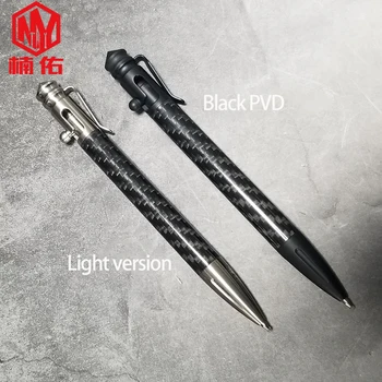 

1PC Stainless Steel Carbon Fiber Bolt Spring Press Signature Writing Pen EDC Broken Window Multi-tool Tactical Self-defense Pen