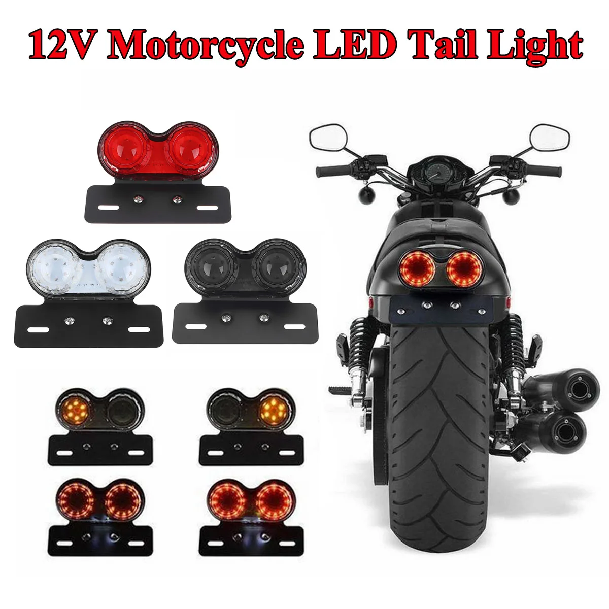 Retro Style Motorcycle Aluminum Alloy Brake Lamp Metal 12V LED Signal Taillight