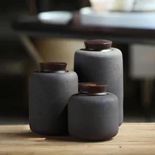 Винтажный контейнер, керамическая грубая художественная глиняная посуда, банка для хранения чая, бобы, уплотнительная коробка, Caddy, Баночки, резервуары, чайная посуда, аксессуары, Декор, ремесла