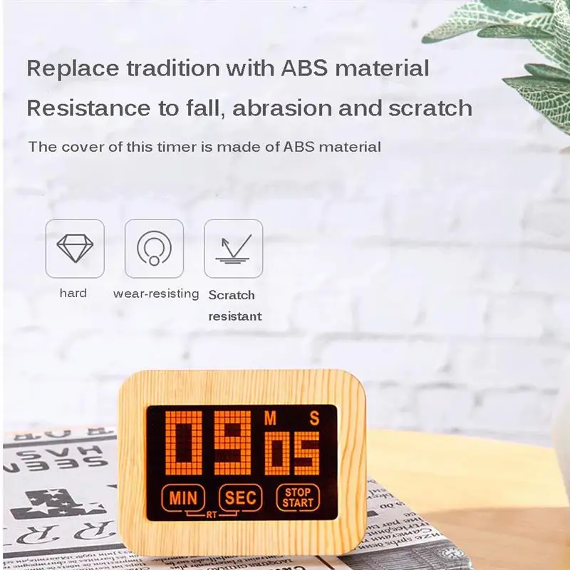 LCD Touchscreen Kitchen Timer Digital Timer Magnetic Electronic Timepieces Loud Alarm Clock Time Reminder for Cooking Homework