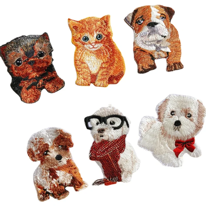 Cute Dog Embroidery Patch for Clothing Iron on Jacket Patches Sewing Applique Clothes Stickers Cartoon Anime Badge Backpacks | Дом и сад