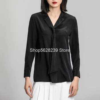 

Silk Shirt Female 2020 Early Temperament Commute Ol Occupation Pack Ribbon Slim Fit Slim Top