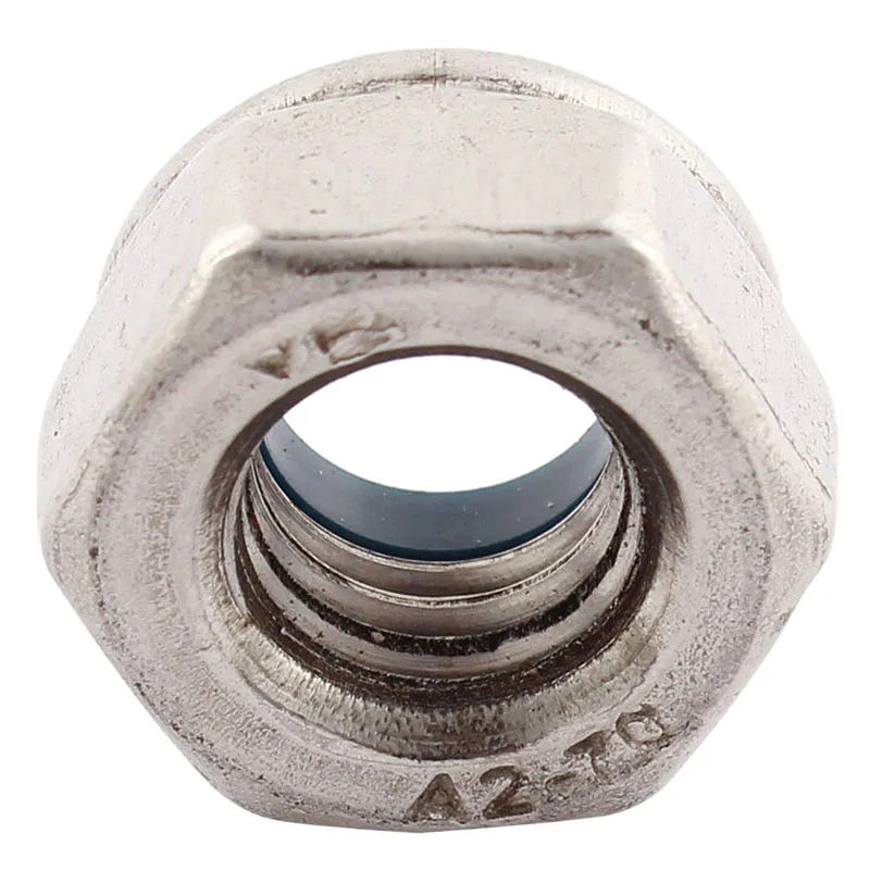 M10x1.5mm 304 нейлон из нержавеющей стали вставка шестигранный ЗАМОК гайки 5 шт