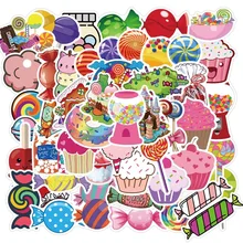

10/50pcs Colorful Candy Stickers Gift Toy for Girl Kawaii Cute Lollipop Donut Decal Sticker to Laptop Stationery PS4 Bike Guitar