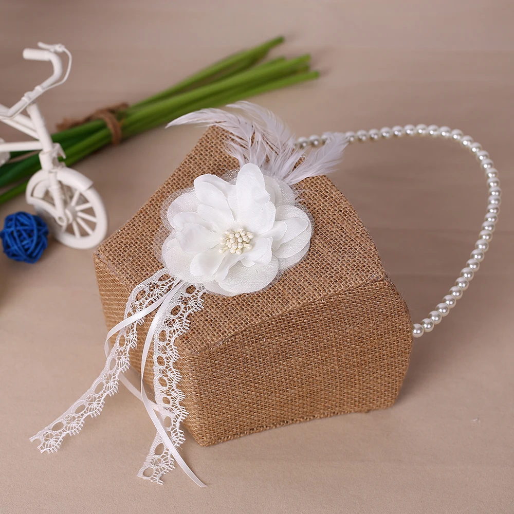 Hot Retro Jute Burlap Lace Wedding Flower Basket Girl for Decor Party Supply Storage Hanging | Дом и сад