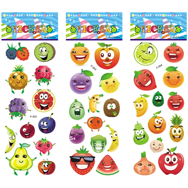 

6 sheets/set Cute Fruit Vegetables Pattern Stickers Scrapbooking Notebook Diary Decorate Stationery PVC Stickers