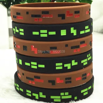 

100pcs Punk Style Pixel Style Miner Video Game wristbands silicone bracelets