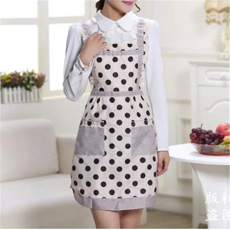 Waterproof Lace Princess Apron Striped Sleeveless Apron for Women Thick Double Layer Kitchen Simple Style Housework Apron