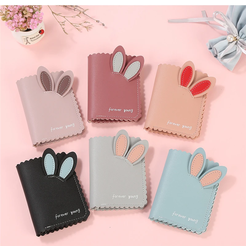 Новинка, женские кошельки Kawaii, милый кролик, держатель для карт, маленький кошелек, женский короткий дизайнерский кошелек, женский кошелек, держатель для денег
