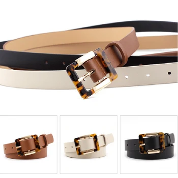 

Women leopard Belts square buckle Leopard belt PU Leather decorative square jeans belt Ladies designer belts Waistbelts Black